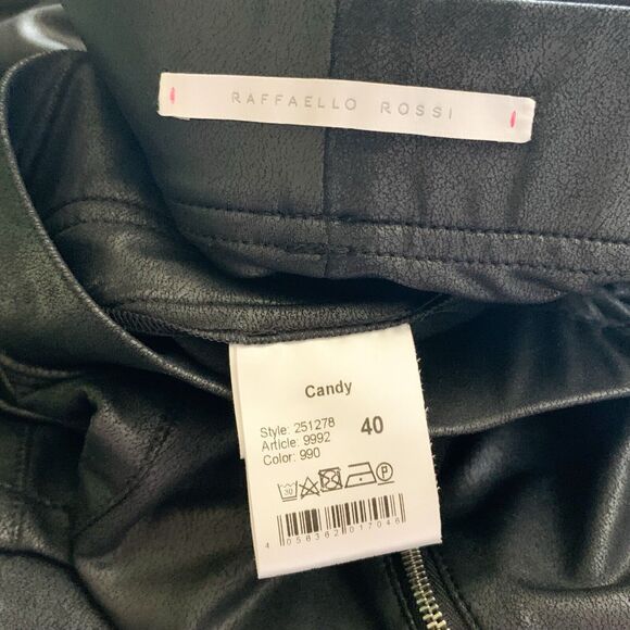 Raffaello Rossi Vegan Faux Leather Candy Pants 40 US 10 Black Jogger Track - Picture 5 of 7